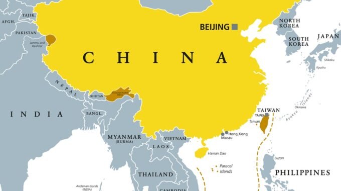 China Map showing claimed regions