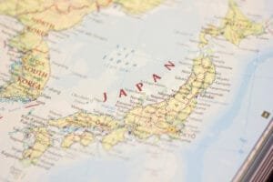 Japan on the map of the world