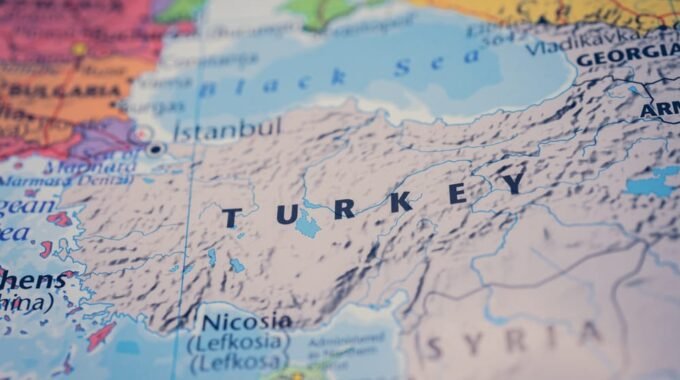 Turkey on map background