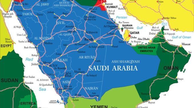 Saudi Arabia Map in Color