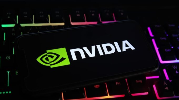 NVIDIA logo on mobile phone screen