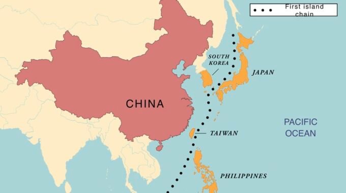 Asia Map Highlighting China, Philippines and Japan