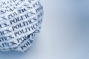 Crumpled Globe with Politics words