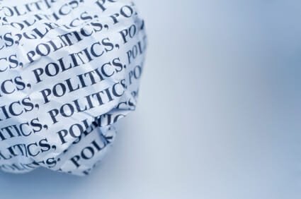 Crumpled Globe with Politics words