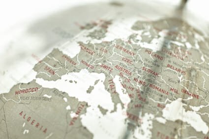 Political Map of Europe on Globe
