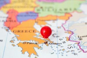 Map of Greece with focus on Athens