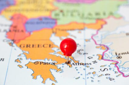 Map of Greece with focus on Athens