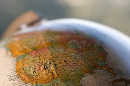 Map of US on Globe