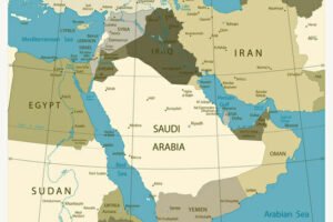 Map of Middle East and Asia