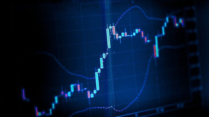 Stock Exchange Chart Graph in Blue Tone