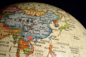 Map of China on Globe