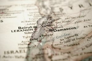 Map of Lebanon and Syria