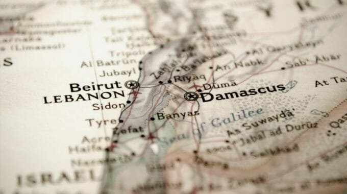 Map of Lebanon and Syria