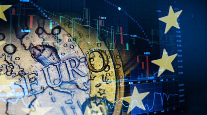 Euro Coin with Stock Market Foreground