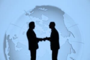 International Business Deals with Globe Background