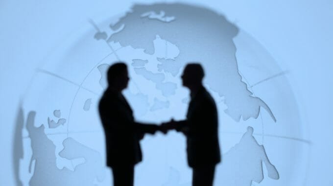 International Business Deals with Globe Background